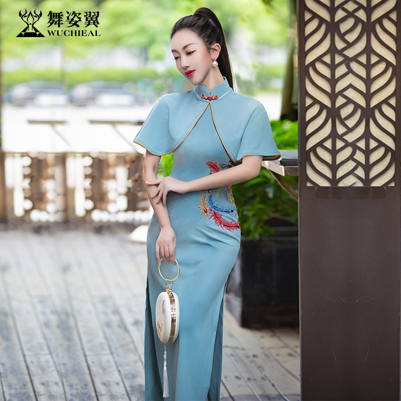 Dancing wing-shaped clothing women's cheongsam 2022 new two-piece classical body etiquette training dress XT856