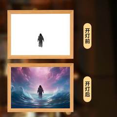 越境創意diy照明画の暖かさと慈愛と穏やかさと幸福の小夜灯のテーブルの上に台を並べて光ります。