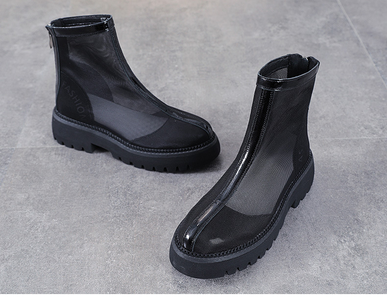 Boot lưới Martin nữ da bò thật đế bằng, kiểu dáng lỗ rỗng thoáng khí — Màu be chi tiết 14