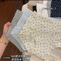 内裤女生纯棉中腰碎花2025新款10A抗菌全棉裆大码亲肤女士平角裤