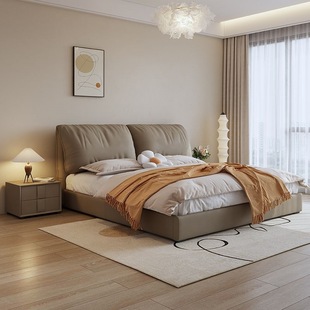 Ear Bed Simple Modern Technology Cloth Bed Cream Style Double Bed Light Luxury Master Bedroom Soft Bag Fabric Wedding Bed Adult