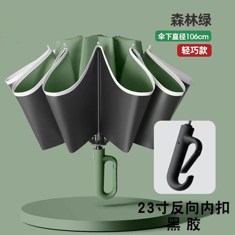 Vinyl automático * Doble hueso Reverse Buckle Handle - Verde oscuro