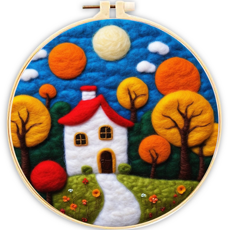GATYZTORY needle felt entry wool felt painting with embroidery frame needle felt supplies for beginners home