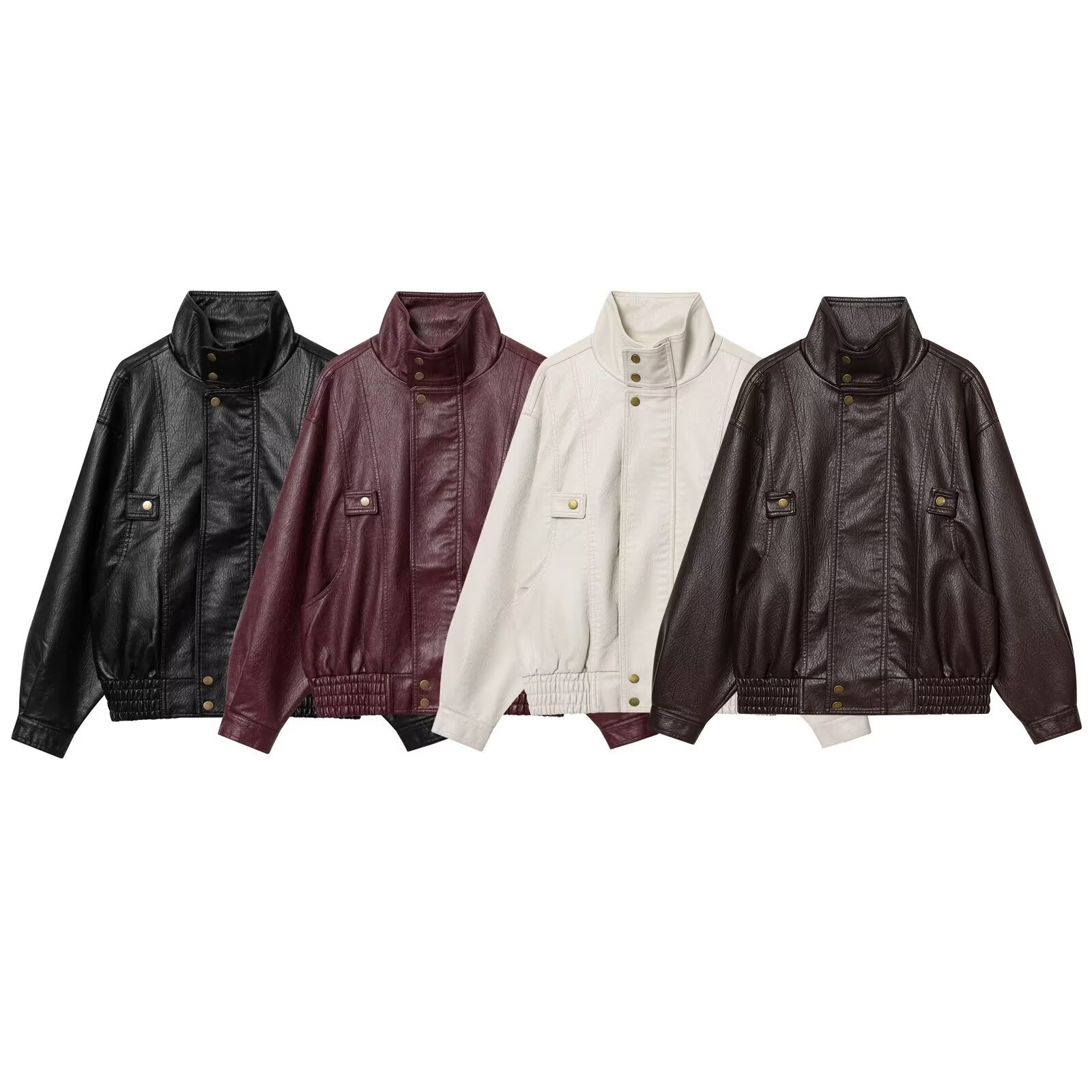 Taop&Za Women's Clothing 2026 Spring New Style European and American Fashion Versatile Casual Long Pu Leather Washed Leather Jacket