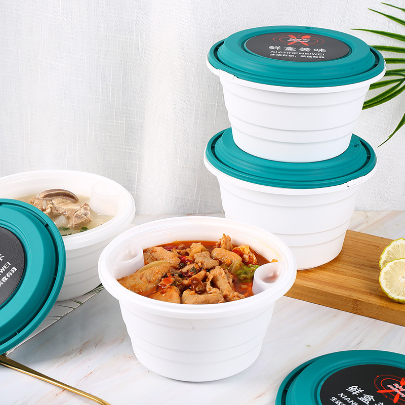 Packing Box commercial take-out catering lock soup noodles separation double-layer rice noodles with lock noodles anti-theft buckle spicy hot pot