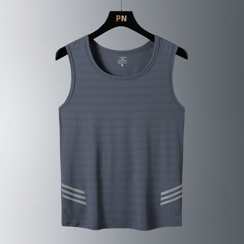 Camiseta Sin Mangas de Seda de Hielo para Hombre de Nailon Tejido Jacquard para Ocio y Deportes image 10