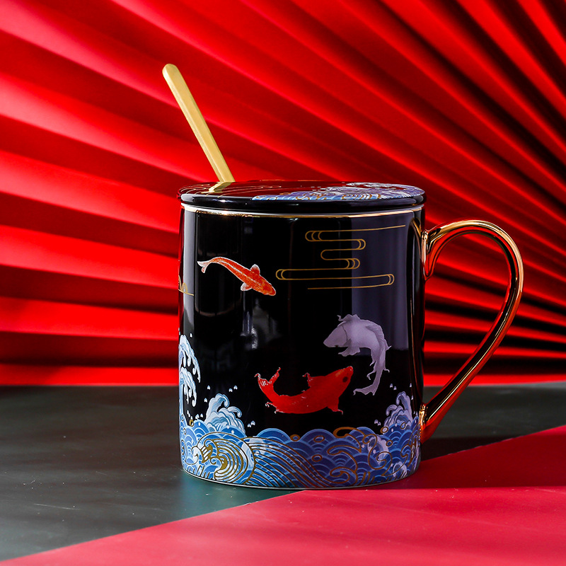 Taza de cerámica de agua de color, taza de oficina, taza de té, regalo de cumpleaños.