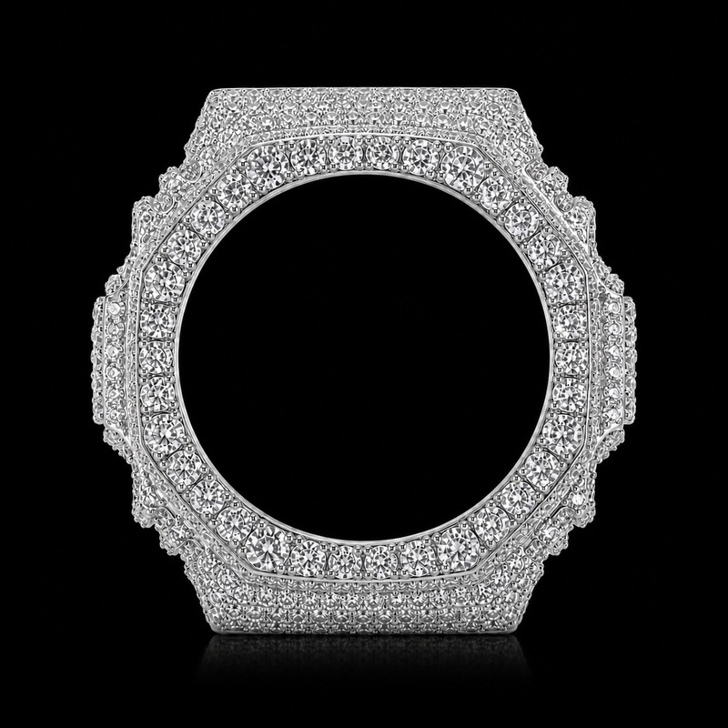 Full diamond octagonal case compatible with Casio GA-2100, modified for hip-hop style Full diamond octagonal case compatible with Casio GA-2100, modified for hip-hop style