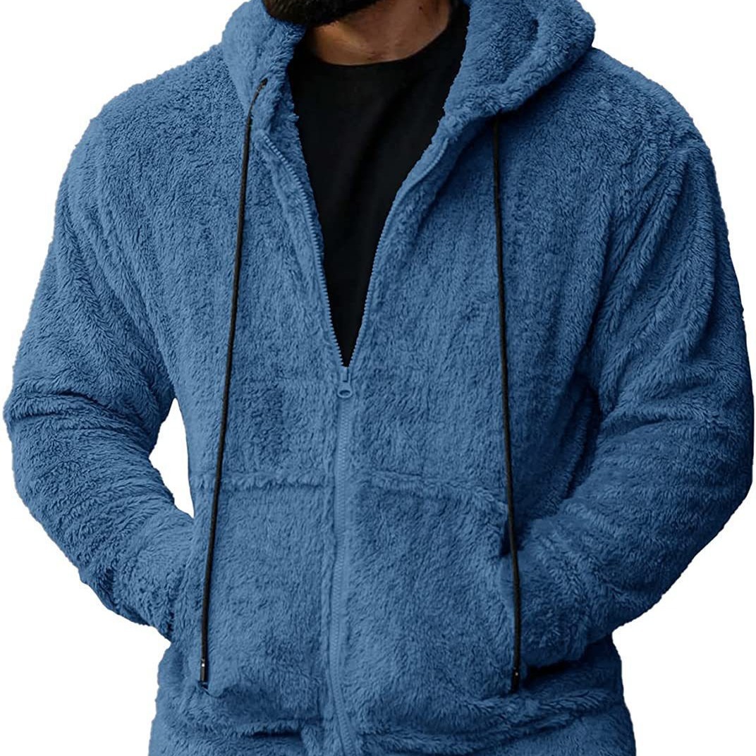 Herrenbekleidung Herbst Herren Plüsch Strickjacke Kapuzenmantel_voghion.com