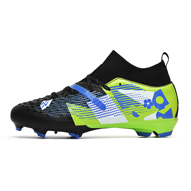 Zapatos de Fútbol de Corte Medio de Piel Sintética Antideslizantes y Ligeros para Césped