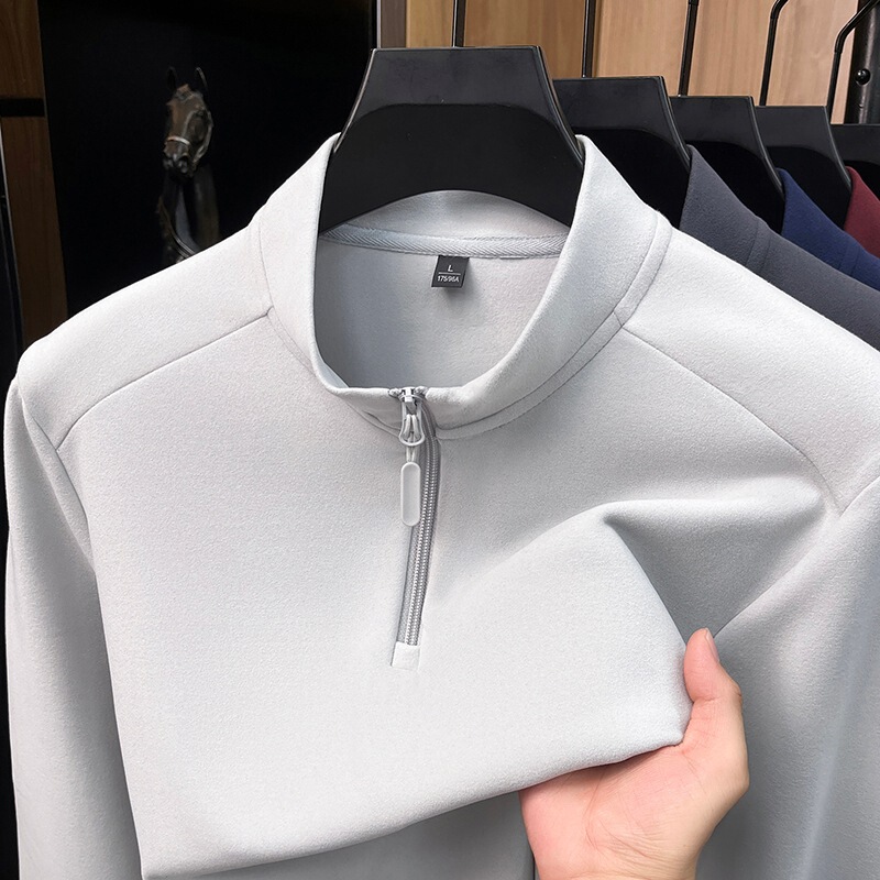 Half-zip solid color men's stand-up collar sweatshirt, autumn and winter 26, thickened and warm base shirt, simple casual sports top Half-zip solid color men's stand-up collar sweatshirt, autumn and winter 26, thickened and warm base shirt, simple casual sports top