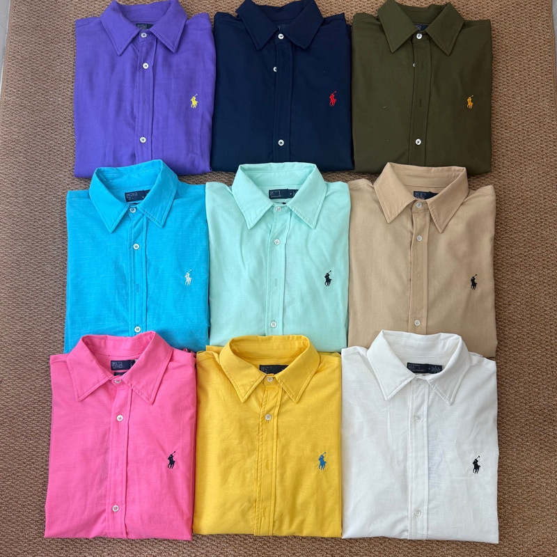【Original label can be scanned】Ralph Lauren linen-cotton polo shirt with pony logo embroidery, popular women's model 【Original label can be scanned】Ralph Lauren linen-cotton polo shirt with pony logo embroidery, popular women's model