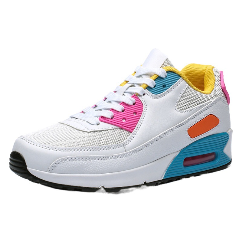 Pareja de zapatillas de deporte de cojín de aire para hombres y mujeres transfronterizas más el tamaño de zapatos casuales ligeros a juego de color de moda de malla transpirable zapatos para correr