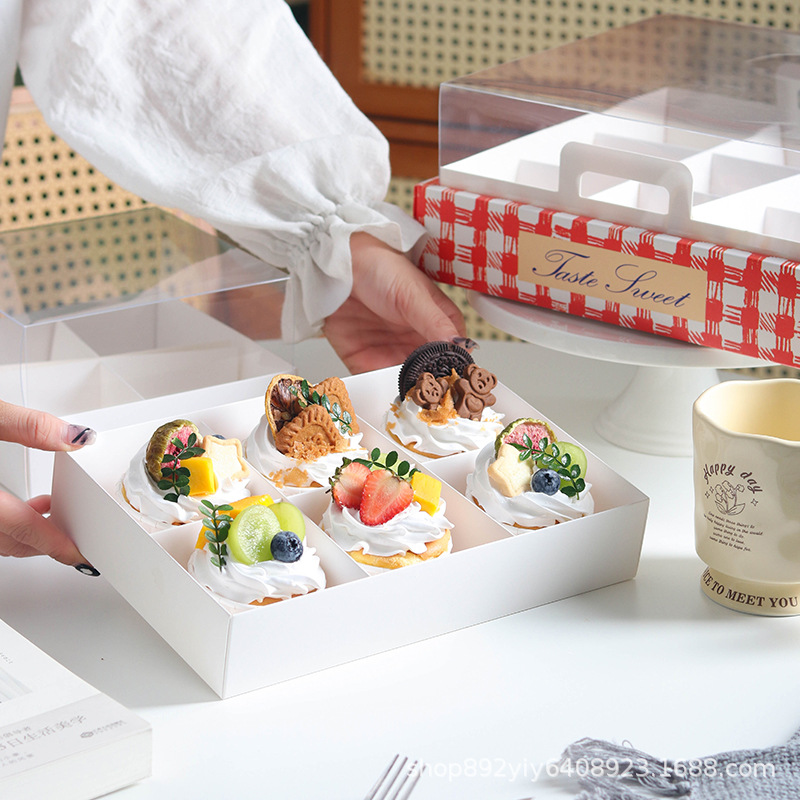 杯子纸杯蛋糕包装盒子4/6/9粒西点马芬甜品透明开窗烘焙打包盒