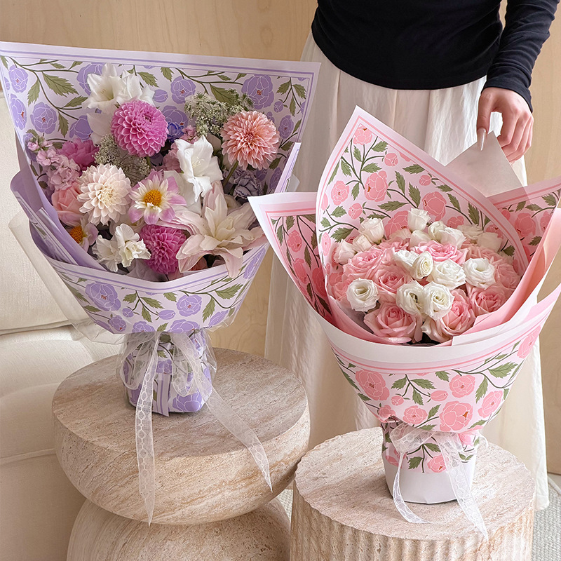 Flor de papel de plumas de flores de rosa de Victoria flor de papel de embalaje flor floral florista de papel de envoltura floral impermeable