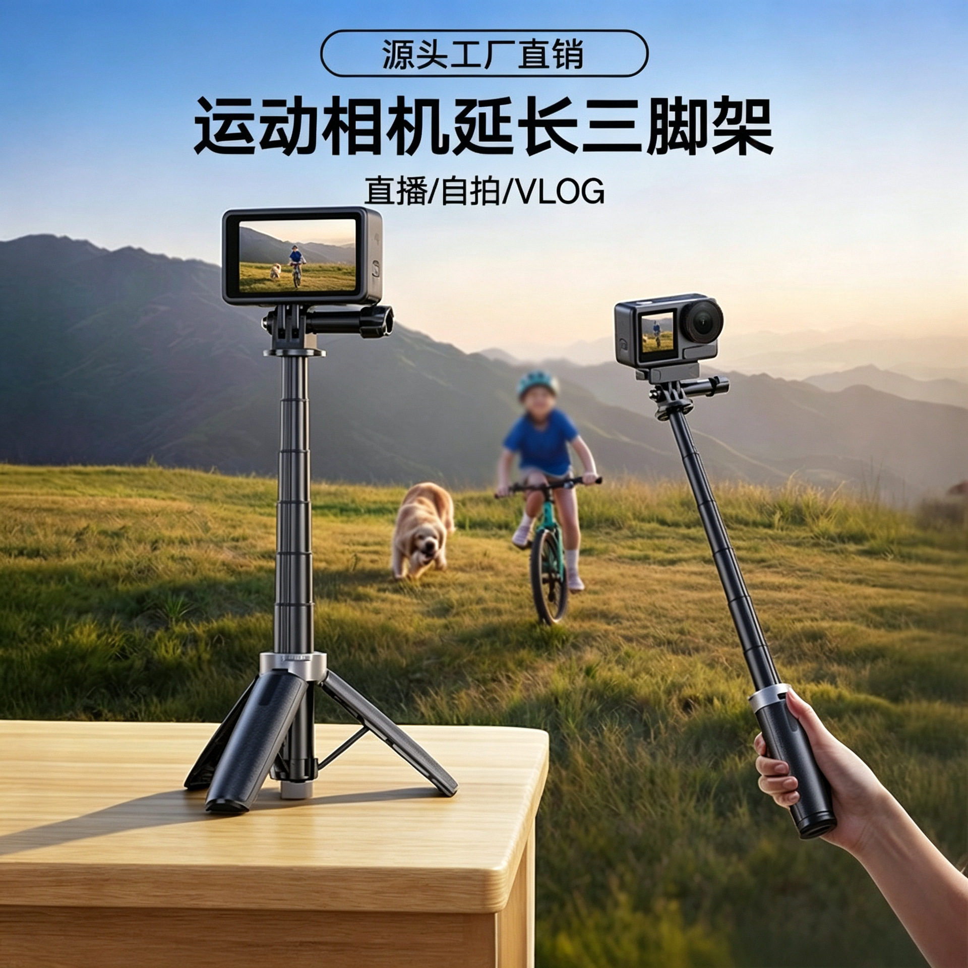 Gopro Dji Selfie Stick Action Camera Action5Pro Handheld Tripod Pocket3 Extension 4Nano
