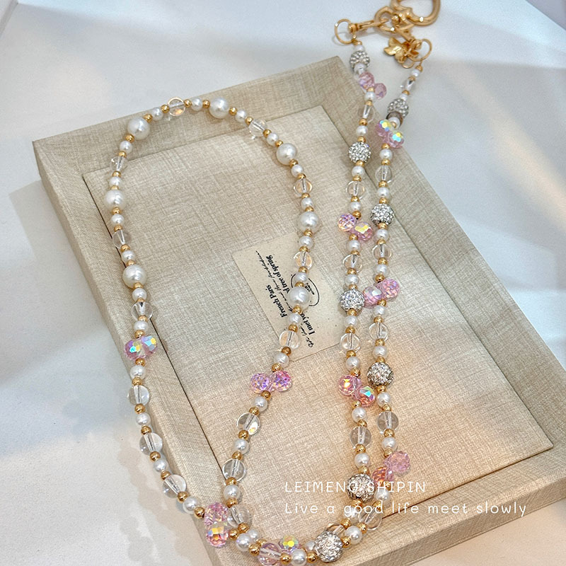 Cross-Border Long Cross-Body Flower Crystal Mobile Phone Chain, Personalized Small Fresh Temperament Accessories, Light Luxury Style and High-End Pendant