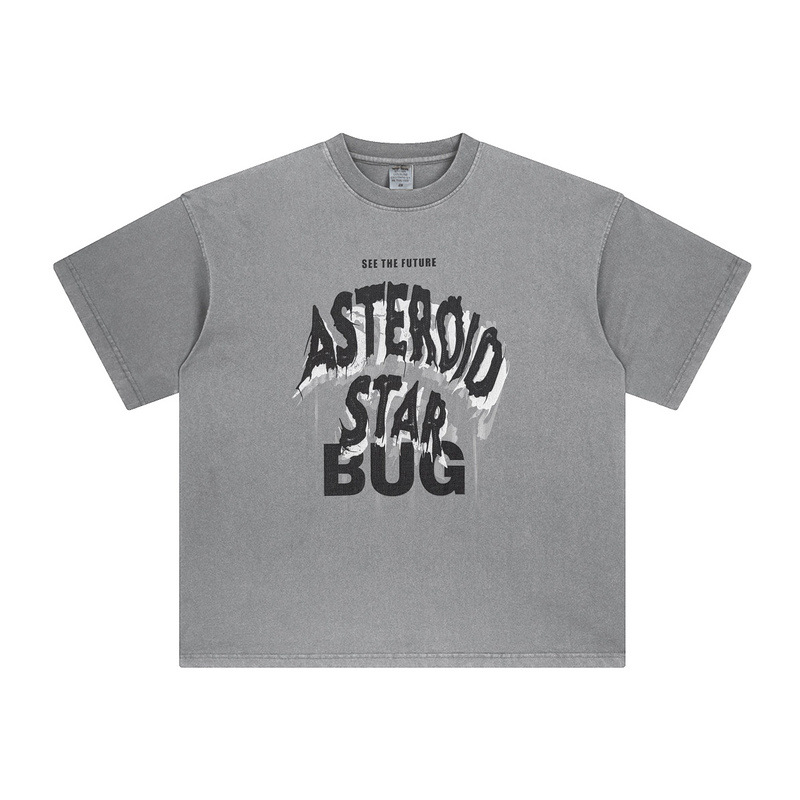 Ropa para Hombre BE | Camiseta de algodón puro para hombre, estilo urbano, holgada, con cuello redondo y letras, de la marca juvenil de moda primavera-verano 2025.