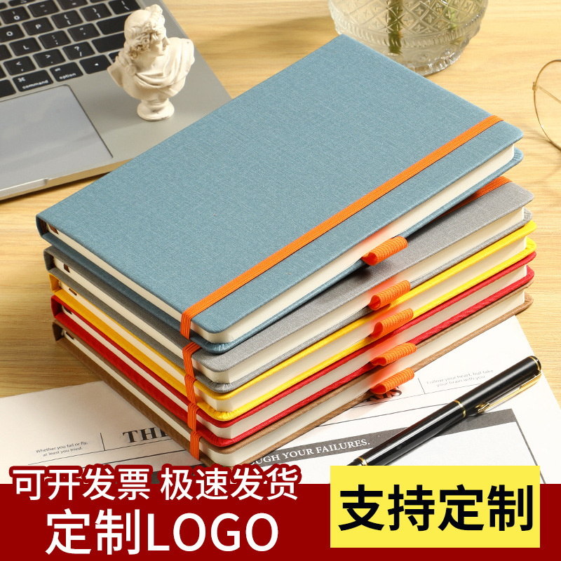 A5 모조 직물 스트랩 노트북 로고 추가 가능 비즈니스 메모장 간단한 부드러운 가죽 학생 문구 A6 노트북