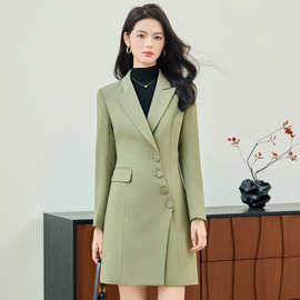 浅绿色西装风衣外套女春秋新款中长款大衣韩版休闲OL上衣秋冬季潮
