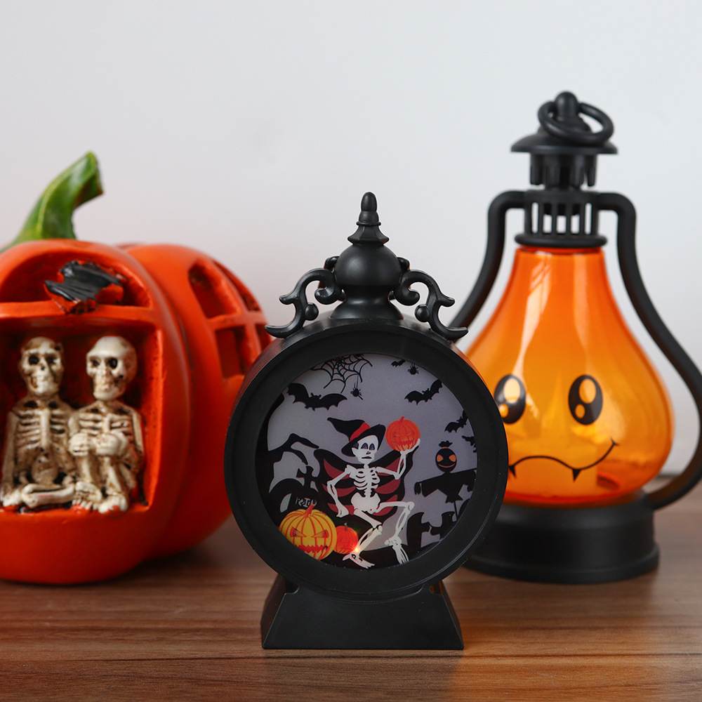 Lámpara de calabaza de Halloween decoración de fantasmas diabólica emoticones luces nocturnas atmósfera de terror decoración props led lámpara esqueleto