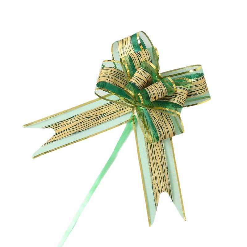 Transfronterizo 2024 nuevo estilo 50 patrón de piel de árbol de cebolla dorada grande hilo de nieve lazo flor de mano decoración de Navidad cinta de dibujo