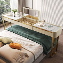 0c轻奢翻盖梳妆台卧室现代简约跨床桌可移动多功能飘窗化妆书桌一
