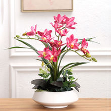 仿真蕙兰花艺套装摆件中式客厅卧室房间桌面餐桌装饰花假花摆设