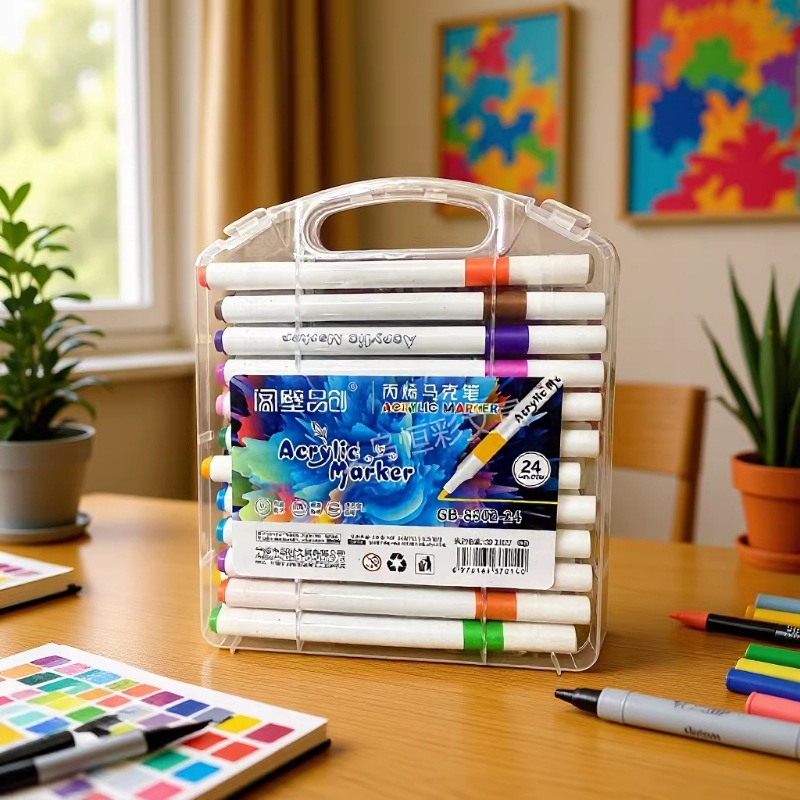 Acrylic Marker Pen for Primary School Students, Children's Watercolor Pen, Kindergarten Art, Washable, Opaque, Stackable