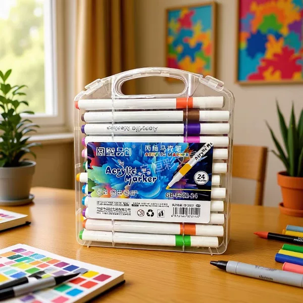 Acrylic Marker Pen for Primary School Students, Children's Watercolor Pen, Kindergarten Art, Washable, Opaque, Stackable