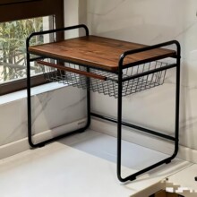 中古风厨房台面置物架多功能收纳架微波炉烤箱架轻奢桌面储物架