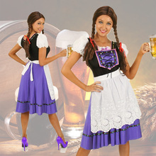 外贸成人女德国慕尼黑啤酒节服装巴代利亚民族风格紫色连衣裙套装