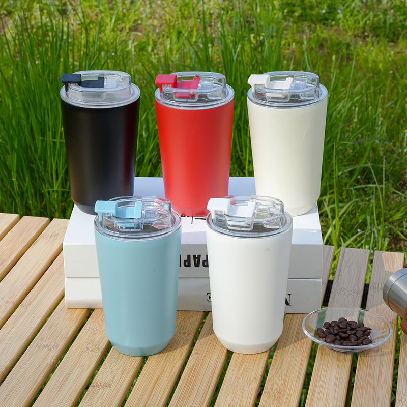 2025 Cross-Border New Product 304 Stainless Steel Insulated Cup, Cold-Proof, Leak-Proof Flip-Top Coffee Cup, Portable Gift