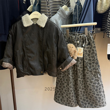 【10.30号前发货】2025泡塔新款深秋冬女童外套豹纹裤套装98089