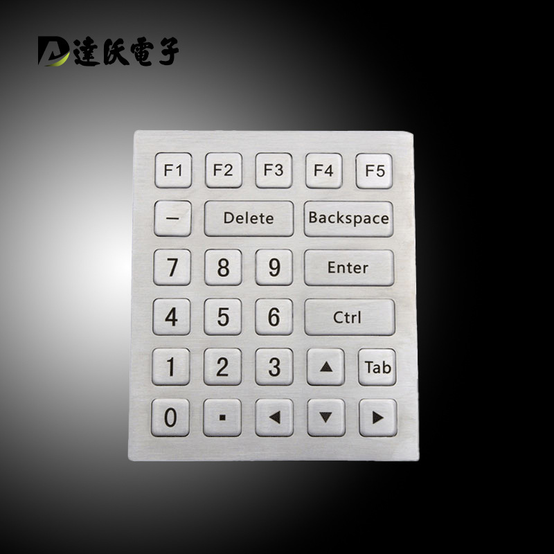 达沃D-8223不锈钢工业加固键盘 26键金属背光键盘IP65防水防尘