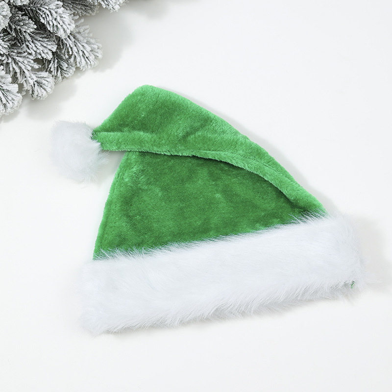 Christmas High-end Plush Christmas Hat Plus-sized Thick Big Ball Christmas Hat Hat For The Elderly Green Pink Red display picture 5