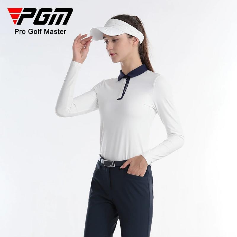 Áo thun dài tay golf nữ PGM cổ bẻ vải thể thao co giãn — YF615-Áo màu xanh hải quân, YF615-Áo Trắng, YF615-Áo màu xanh nhạt