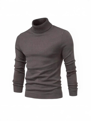 Wholesale Autumn/Winter Men's Semi-High Collar Solid Color Round Neck Sweater, Foreign Trade Men's Casual Knit Shirt, Cross-Border Line Sweater