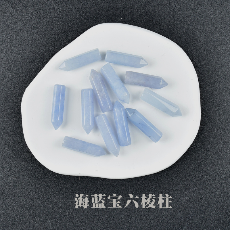 天然海蓝宝单尖六棱柱水晶原石桌面摆件水晶消磁石瑜伽石能量宝石|undefined