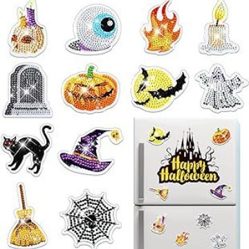 Transfronterizo nueva serie de Halloween 2026 pintura de diamantes diy cojín de tazas hecha a mano colgante llavero pegado diamante refrigerador