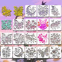 跨境热销花与蝴蝶花卉喷涂墙绘涂鸦绘画模版亚马逊氛围镂空模版