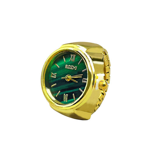 [Ring Watch] Small Green Watch High-end Men and Women Hot Selling Finger Watch Foreign Trade Amazon Alloy Case Manufacturer Directly Approved