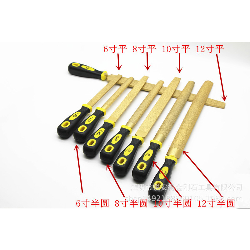 Limas de placa paralela grandes para corte de vidrio, limas de diamante semicirculares al por mayor para herramientas de jade, fresas de diamante soldadas para desbarbado.