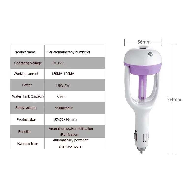 Car Humidifier Mini Cigarette Lighter Car Spray Aromatherapy Air Purifier Gift High Concentration Negative Ions