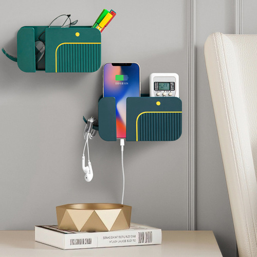 Multifunctional wall-mounted storage box, light luxury style, no punching, mobile phone air conditioner, TV remote control storage rack wholesale