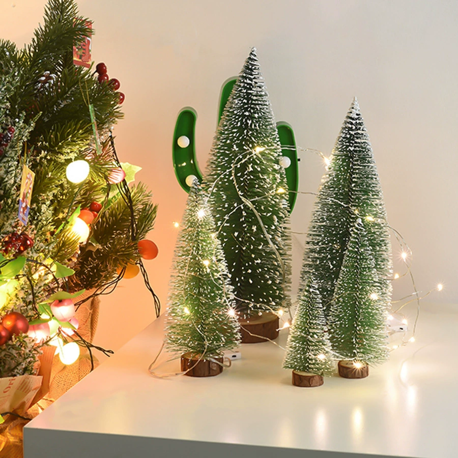 Мини Christmas-елка с кончиками снега, настольная инсталляция, 11 см или 16,5 см, опциональные огни