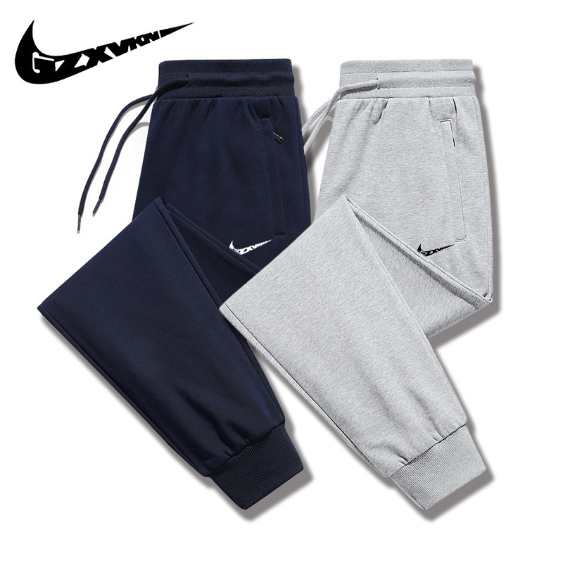 Spring and Autumn casual straight sports pants men's autumn and winter ankle-tied sweatpants knitted cotton trousers men's fashion brand ankle-tied pants