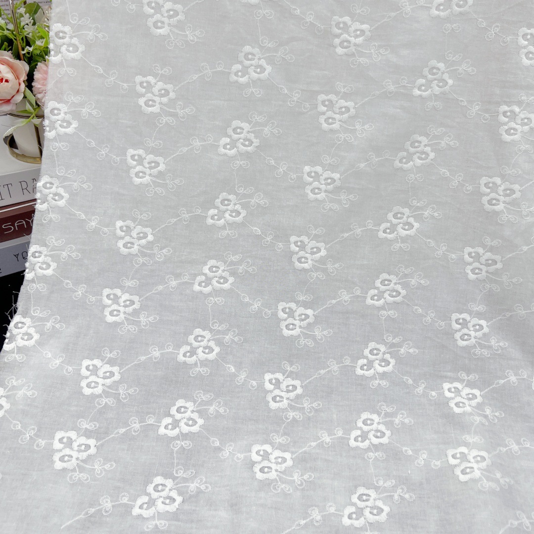 新款纯棉刺绣面料民族花纹蕾丝面料连衣裙9088刺绣提花花边面料布