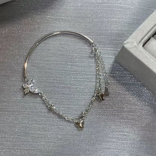 Half Bracelet Butterfly Charm Bracelet with Shattered Sparkle Butterfly Double Chain, Cool Fairy Bracelet, Xiaohongshu Style