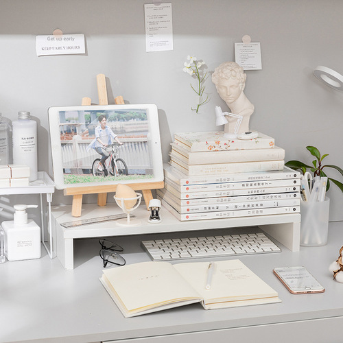 Office computer monitor heightening stand desk keyboard organization storage tray dish rack support stand